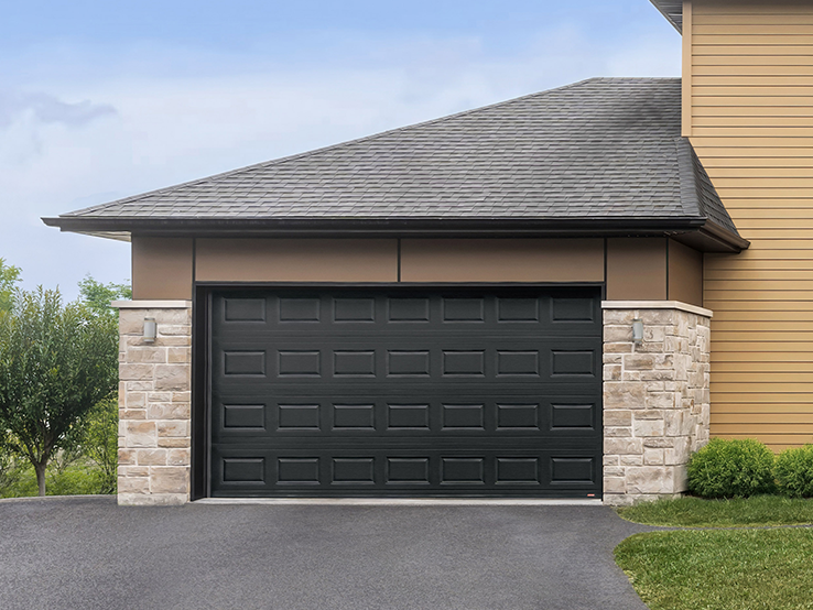 Garaga residential garage door in Black with the Classic CC design.