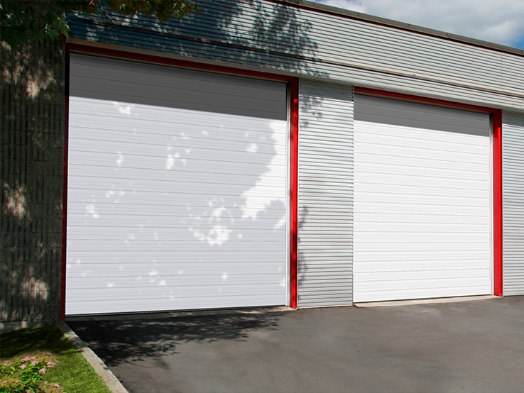 Garaga OBI & OB 2024 & 2025 SSI commercial garage doors in Commercial White, 12' x 14', Deep Grooves design and Smooth steel.