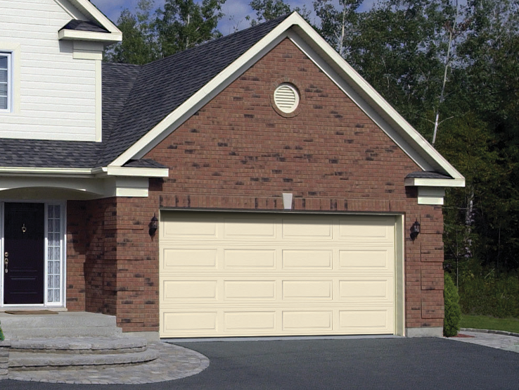 Garaga residential garage door in Almond with the Long Panel design.