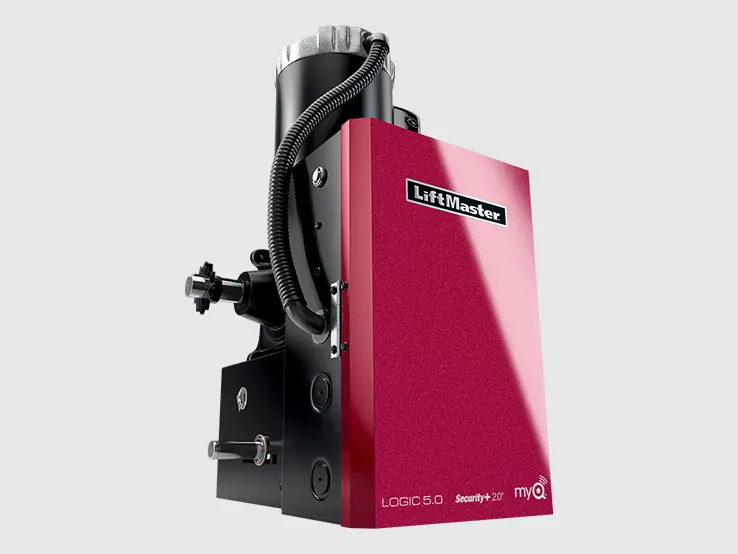 LiftMaster GH Logic 5.0 gearhead hoist commercial door operator, left-side view.