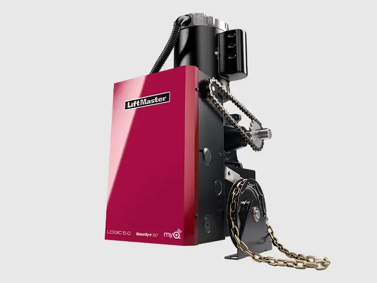 LiftMaster GH Logic 5.0 gearhead hoist commercial door operator, right-side view.