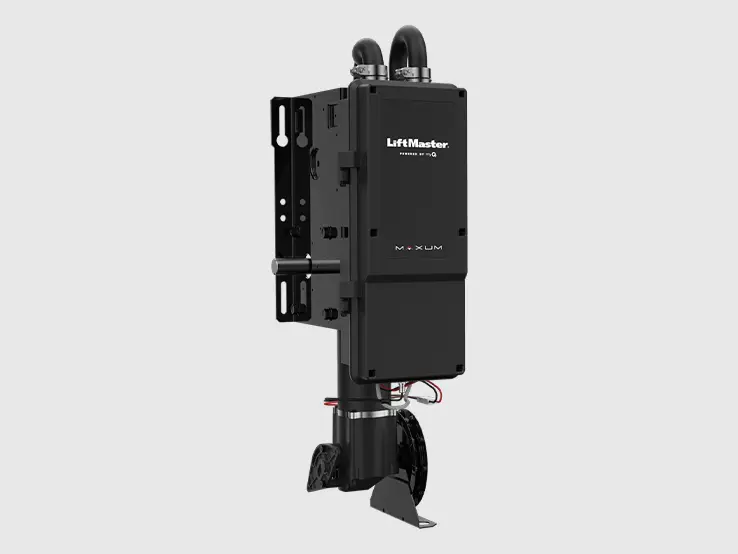 LiftMaster JHDC MAXUM DC hoist commercial door operator, left-side view.